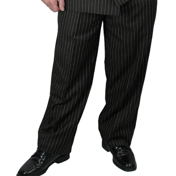 2-Piece Men's Double Breasted Pinstripe Suit-Black - Picture 3 of 5